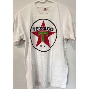 Vintage 80s 90s Texaco Gas Oil White T Shirt‎  USA Single Stitch FOL Tag Large